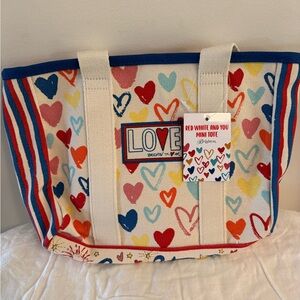 Brighton Red and Blue Heart Tote Bag